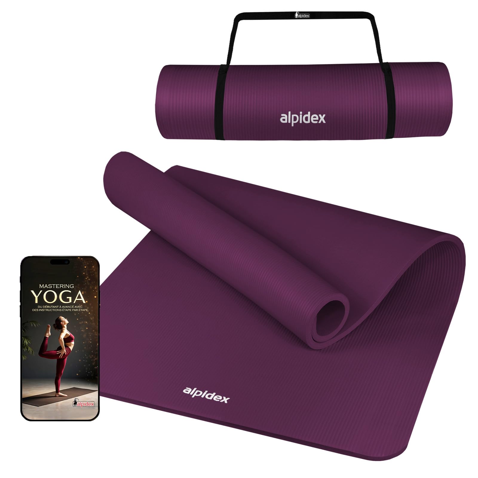 ALPIDEX Tapis de Yoga Épais 1,5 cm pour Adultes à la Maison Antidérapant Pilates Entraînements Aérobic Stretching