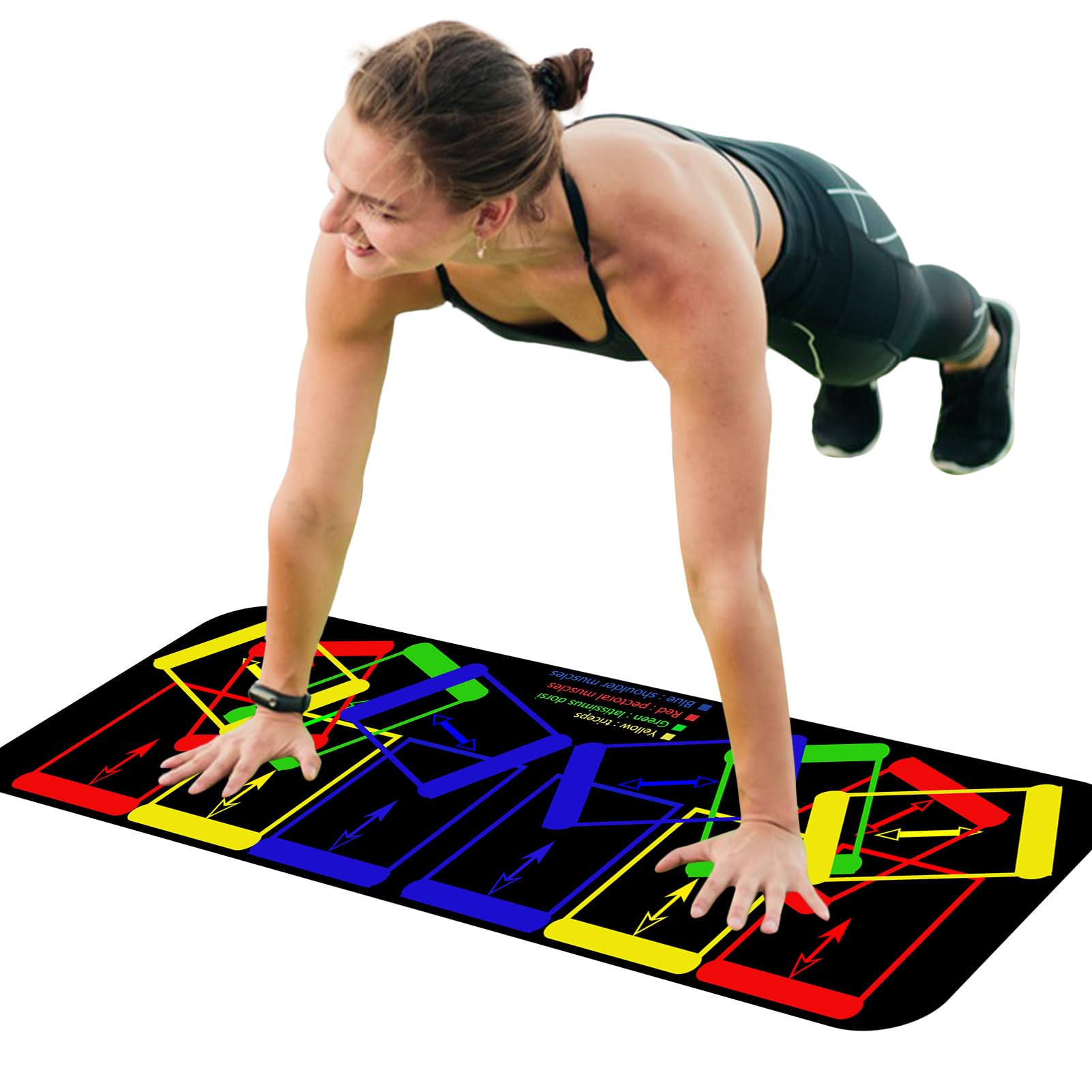 Mat de Formation Push-Up - Tapis Élastique, Guide d'Exercice Non-Dérapant | Arrangement Full-Body pour la Force, Tableau