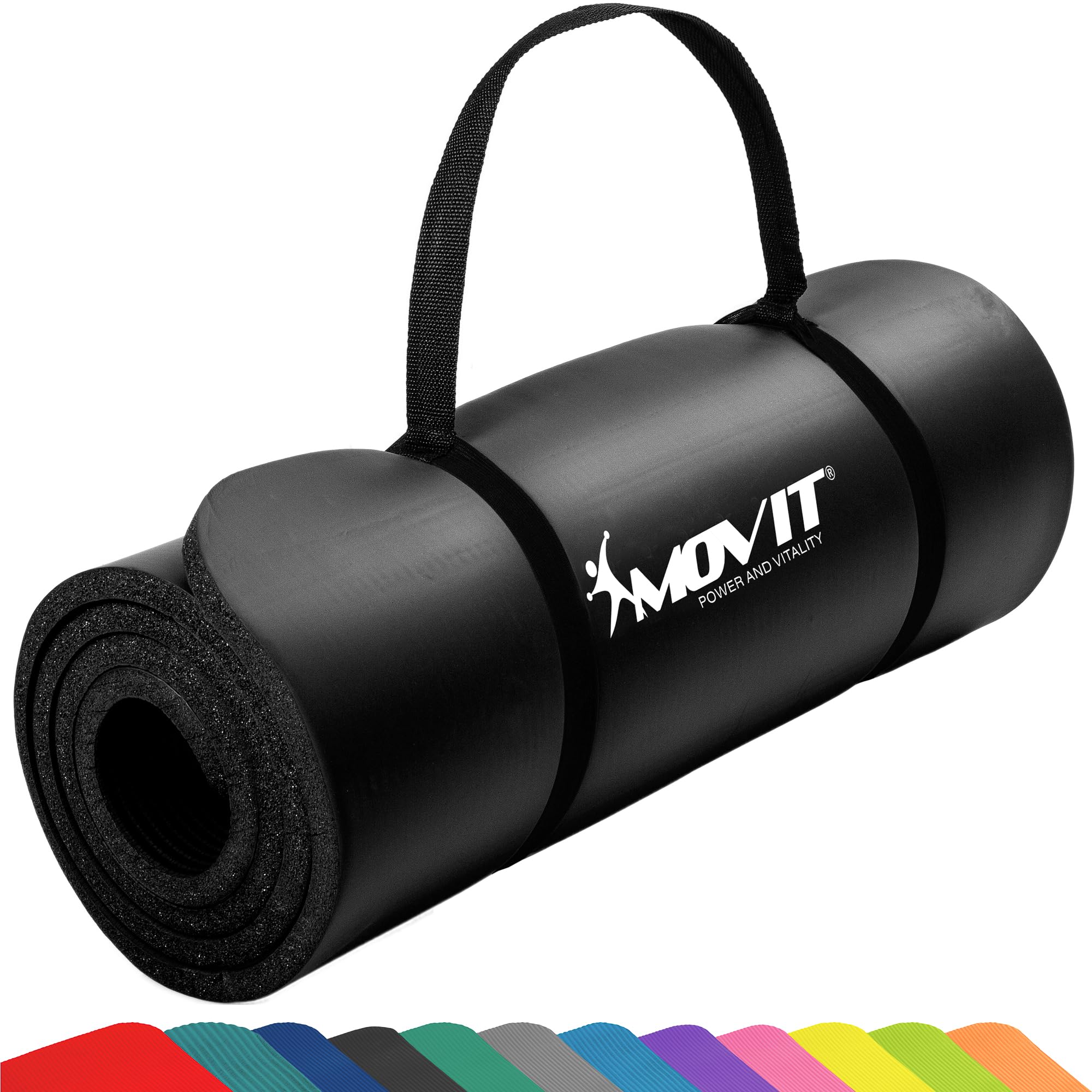 MOVIT Tapis de gymnastique doux pour la peau en 3 tailles et 12 couleurs